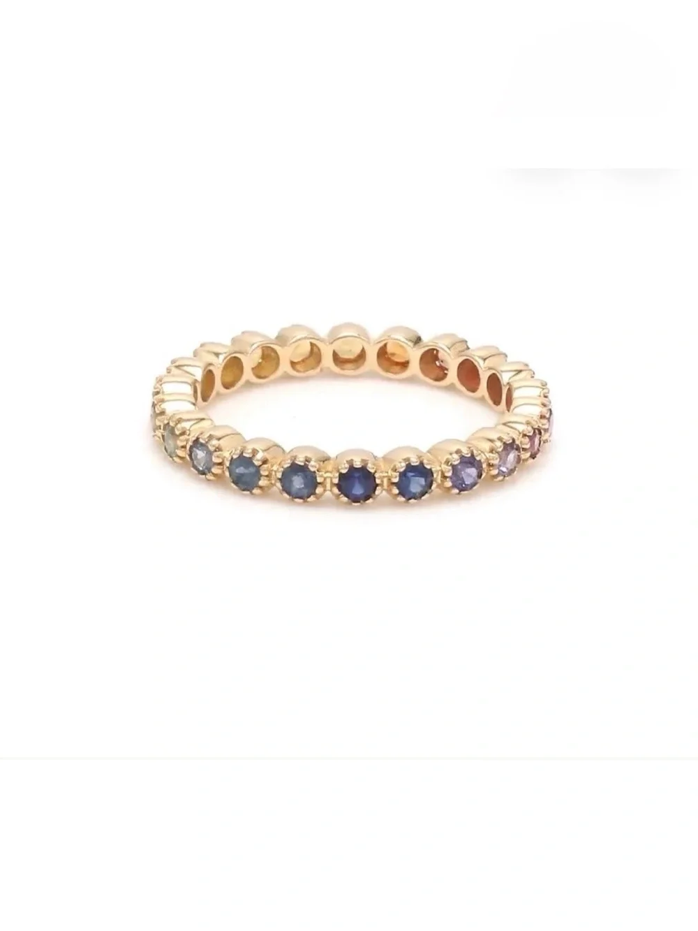 Gold Multicolor Gemstone Eternity Ring NEW